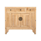Cómoda antigua natural de olmo con 3 cajones y 2 puertas Hongyu