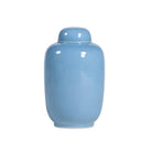 Jarrón azul de cerámica con tapa Cué