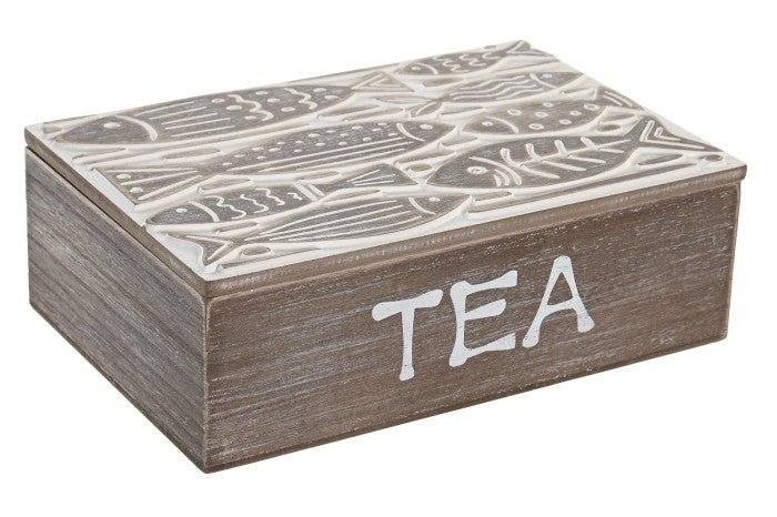 Caja de Madera de Té Peces - #pino_y_jacaranda#