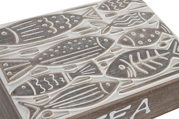 Caja de Madera de Té Peces - #pino_y_jacaranda#