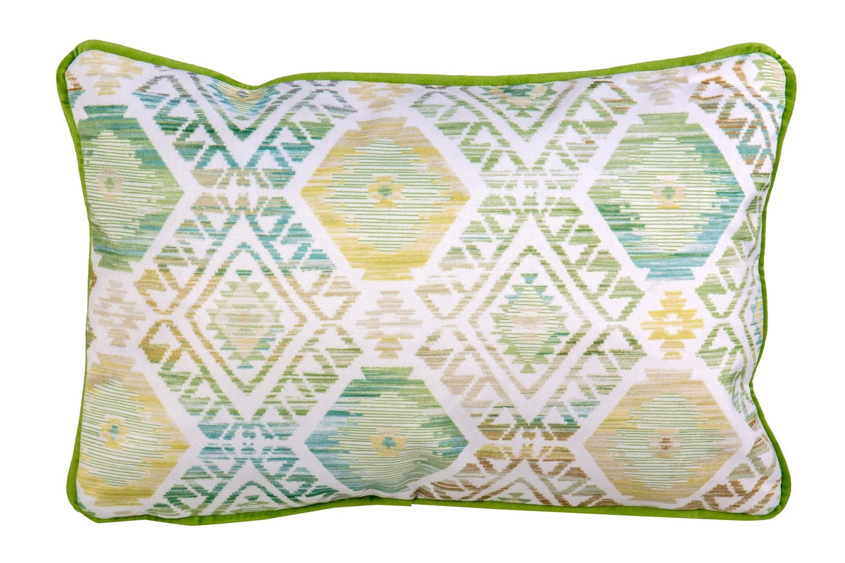 Cojín Étnico Raya Velvet Tonos Verdes, Celestes y Amarillos - #pino_y_jacaranda#