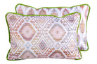 Cojín Étnico Velvet Tonos Rosados Ribete Verde - #pino_y_jacaranda#