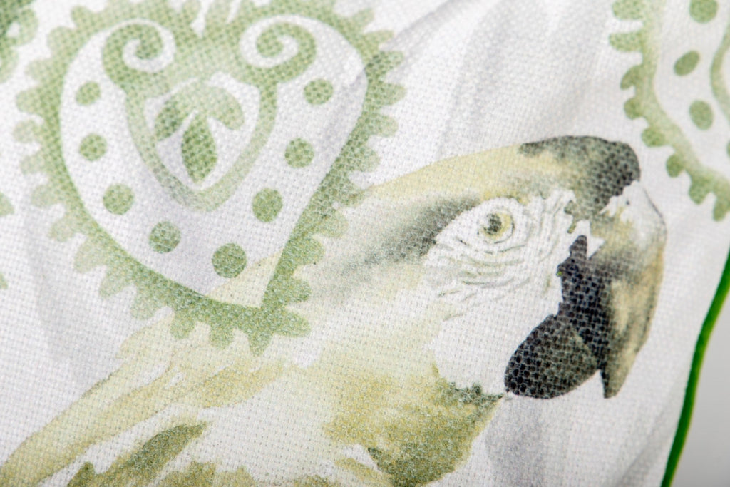 Cojín Loros Verde y Blanco - #pino_y_jacaranda#