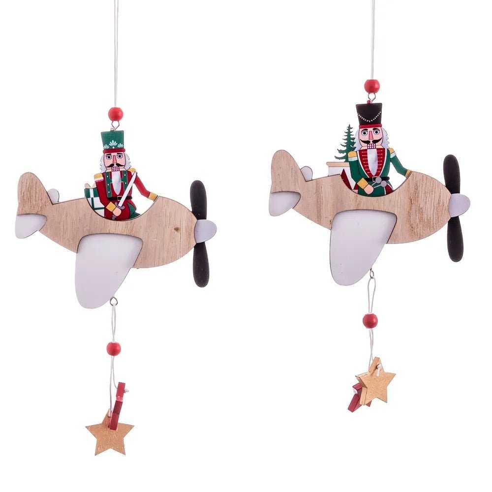 Colgante Navideño Avión de Madera - #pino_y_jacaranda#
