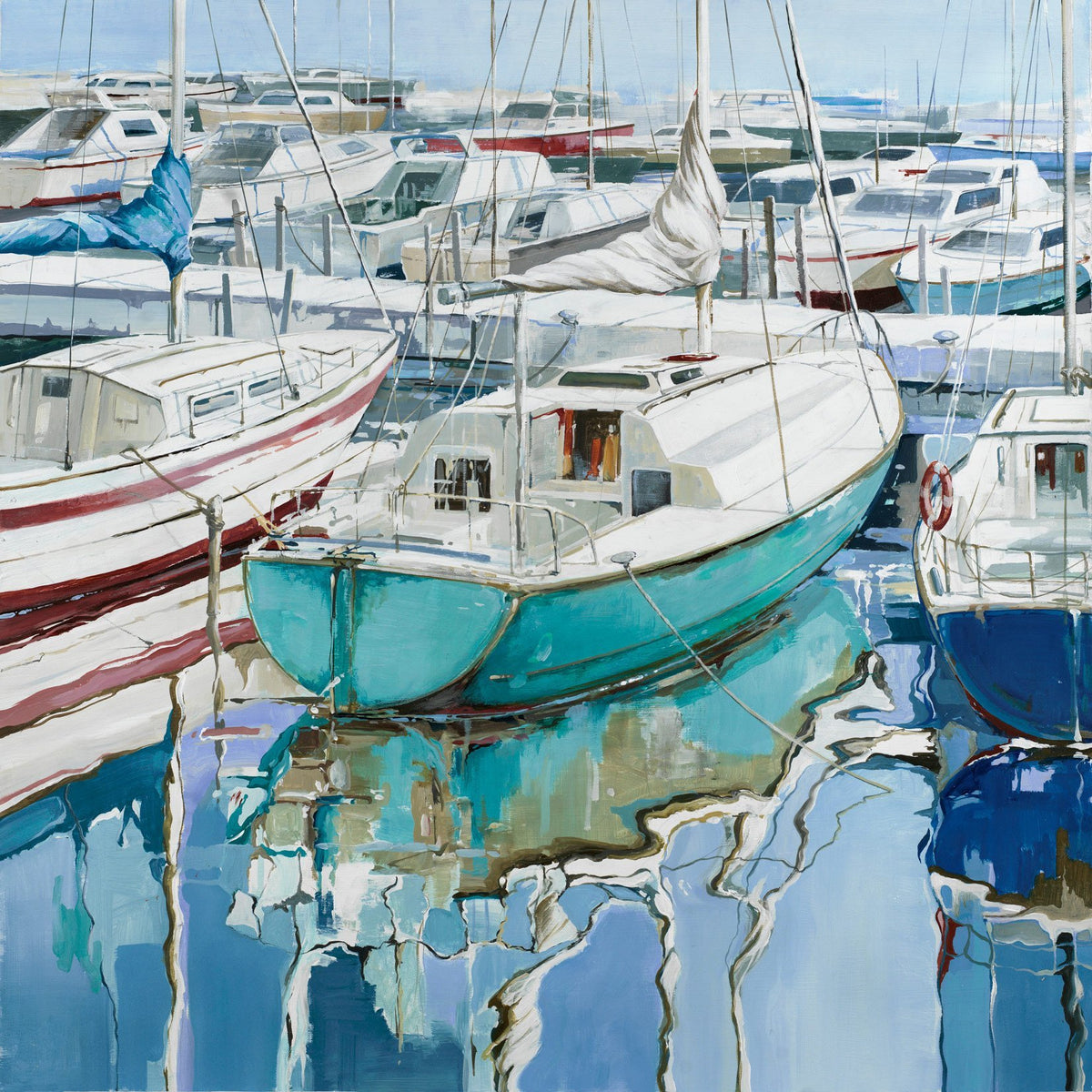 Cuadro Barcos en el Puerto - #pino_y_jacaranda#