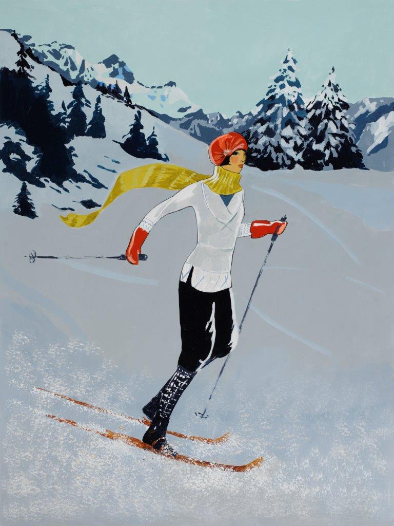 Cuadro Esquiador con Bufanda Amarilla - #pino_y_jacaranda#