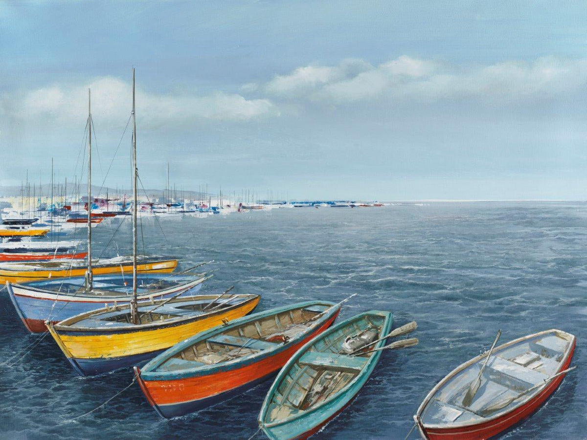 Cuadro La Bahía con Barcos - #pino_y_jacaranda#