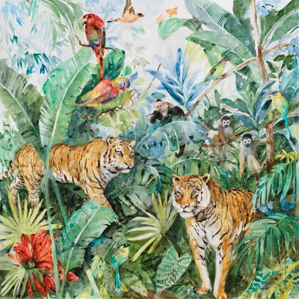 Cuadro Tigres en la Jungla - #pino_y_jacaranda#