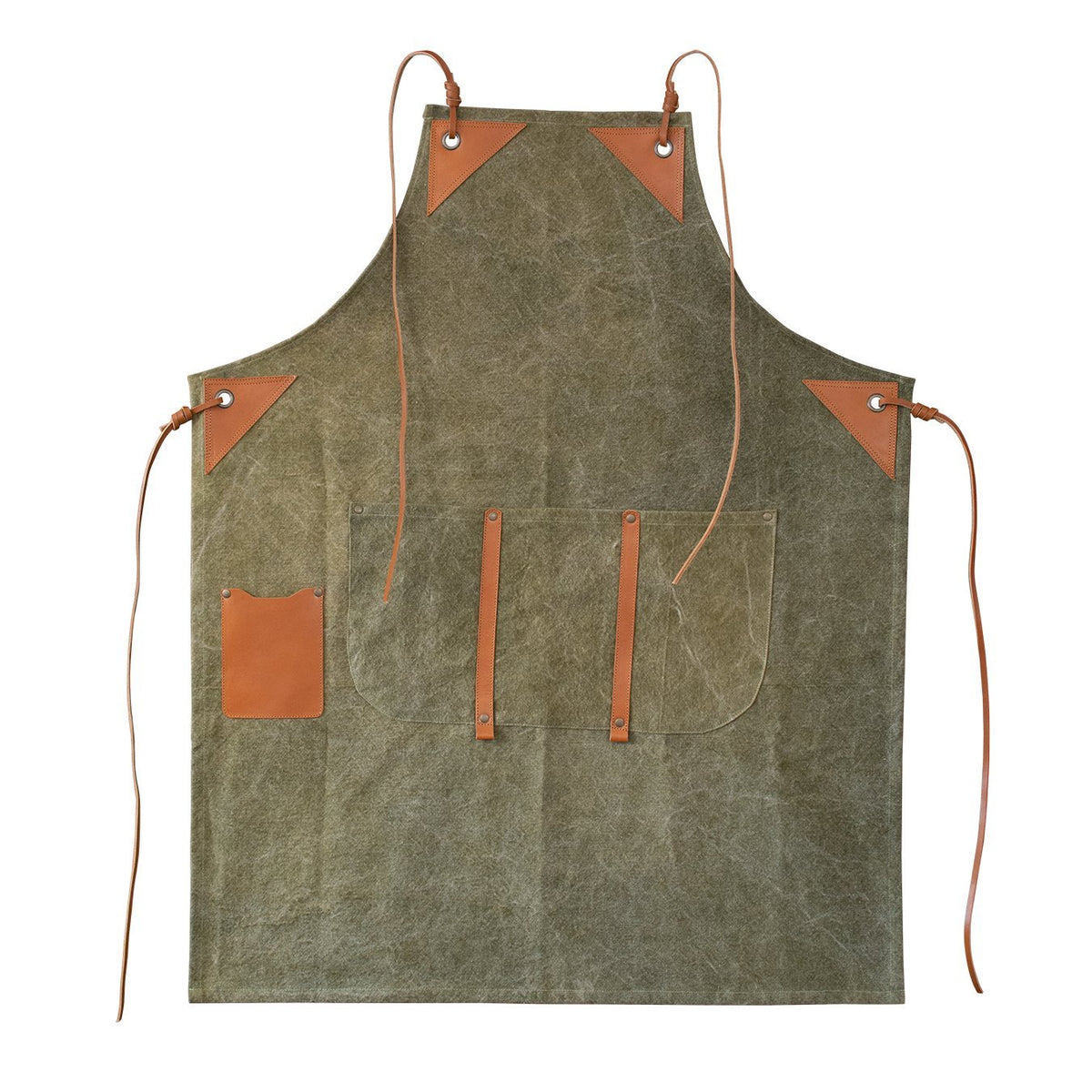 Delantal Denim y Cuero Khaki - #pino_y_jacaranda#