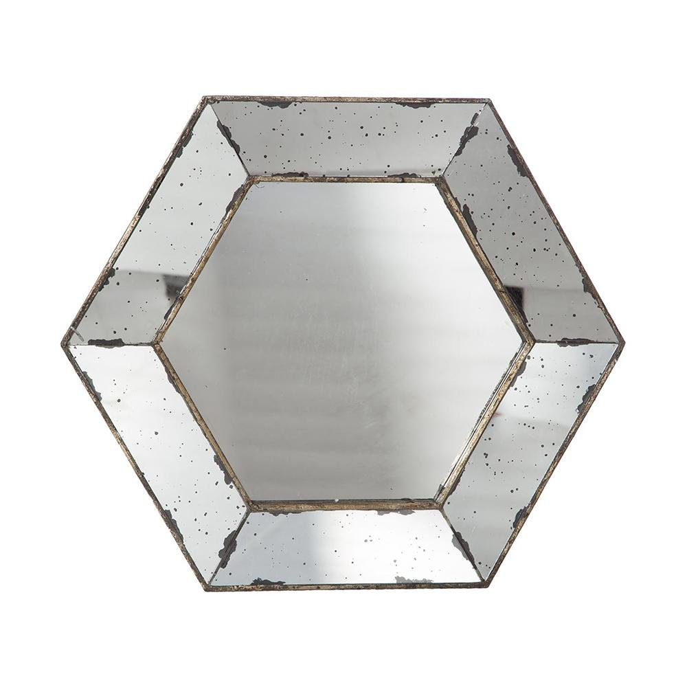 Espejo Hexagonal Envejecido - #pino_y_jacaranda#