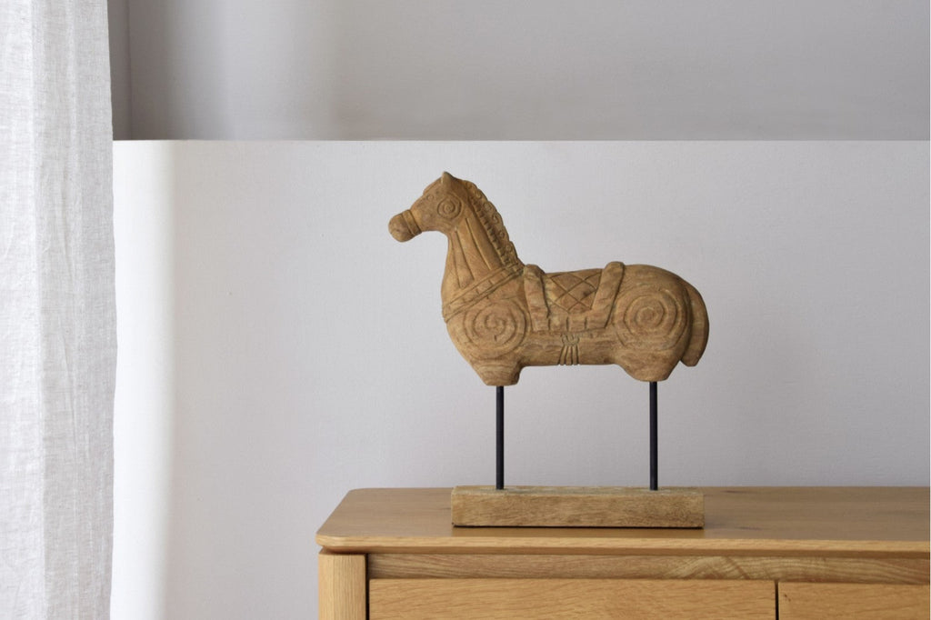 Figura Decorativa Caballo Madera - #pino_y_jacaranda#