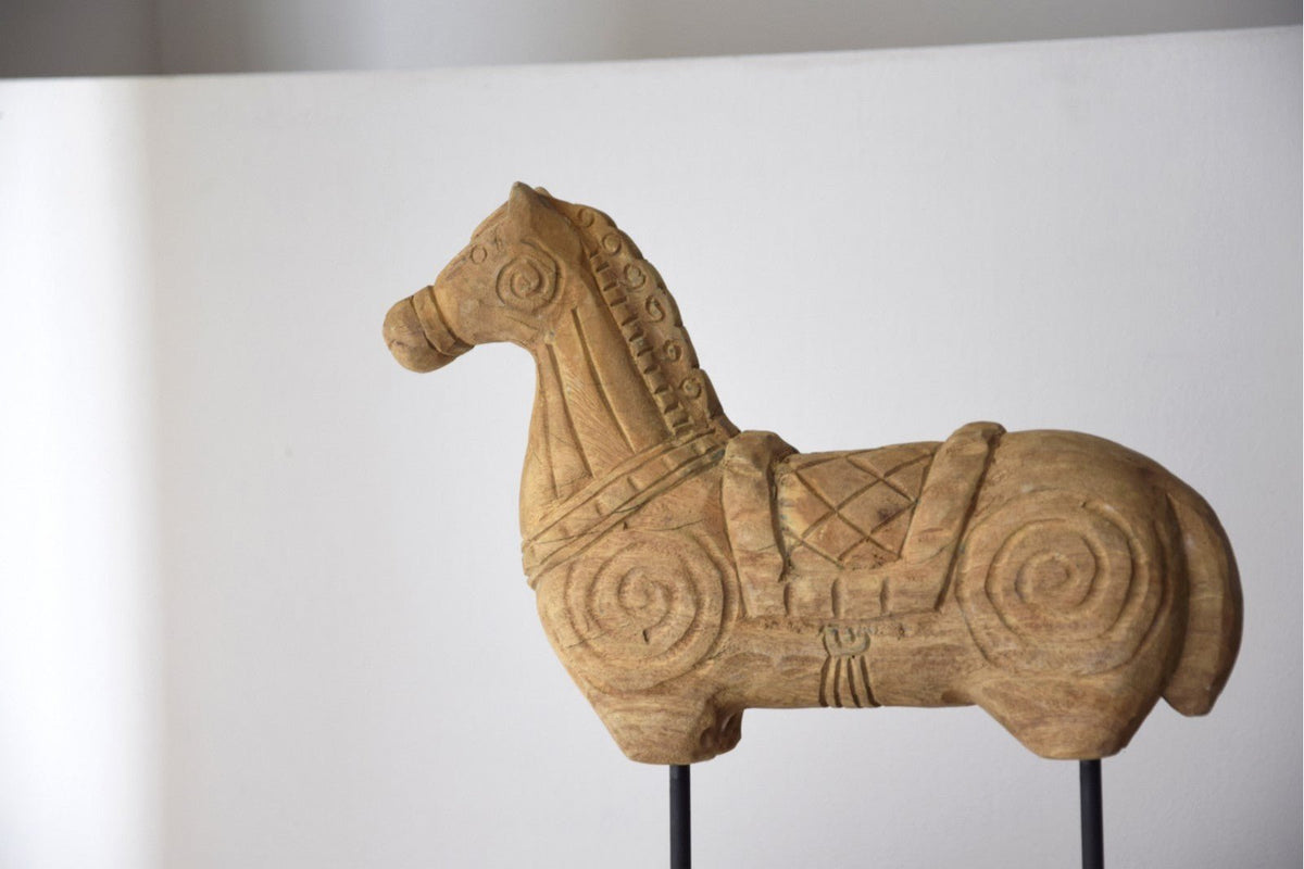Figura Decorativa Caballo Madera - #pino_y_jacaranda#