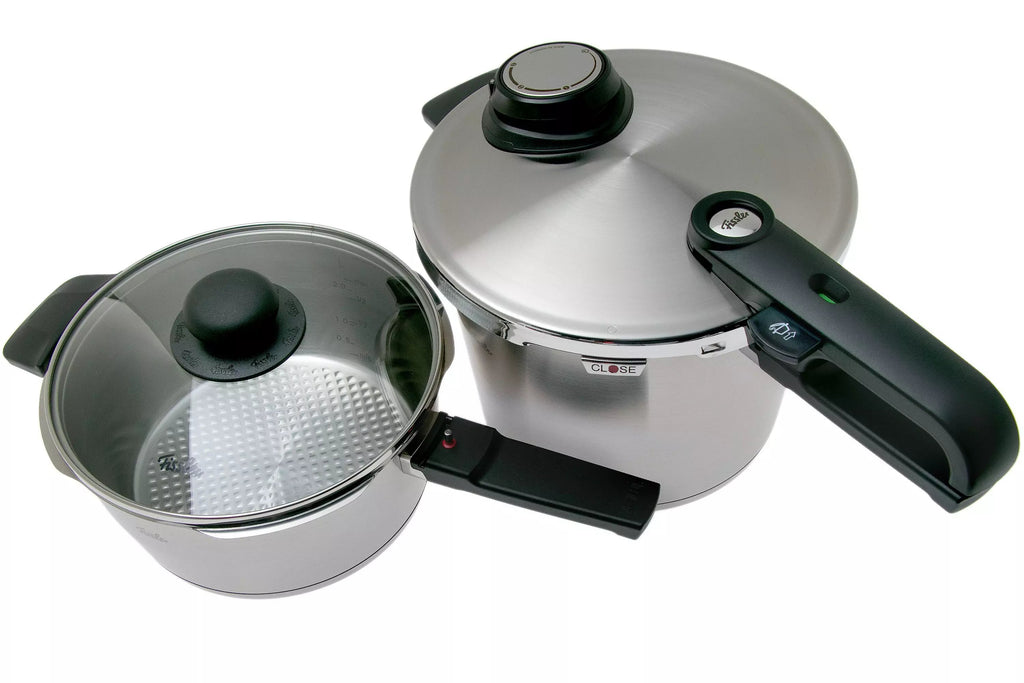 Fissler Vitavit® Premium Set de Ollas a Presión 6,5L + 3,5L, Cestillo + Trípode + Tapa - #pino_y_jacaranda#