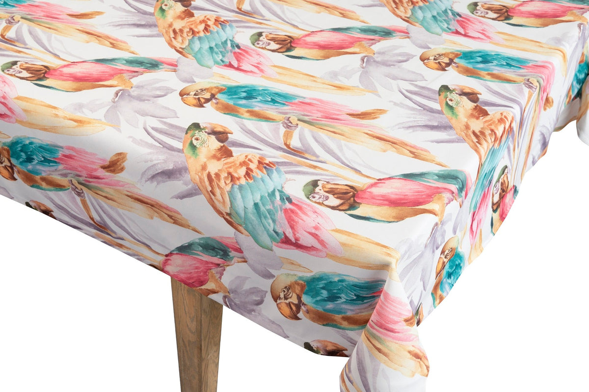 Mantel de Sarga Antimanchas Loros - #pino_y_jacaranda#