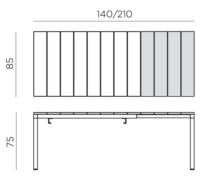 Mesa de Comedor Nardi Rio 140 Extensible Resinada - #pino_y_jacaranda#