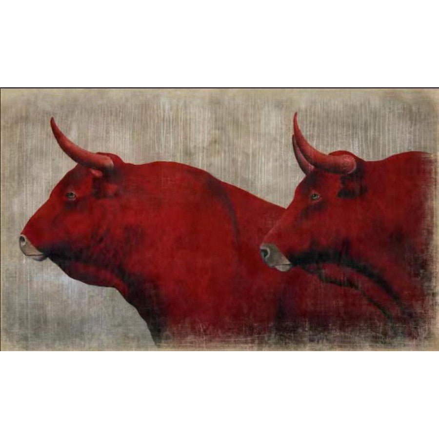 Mural de Papel Froissé Toros Rojos - #pino_y_jacaranda#