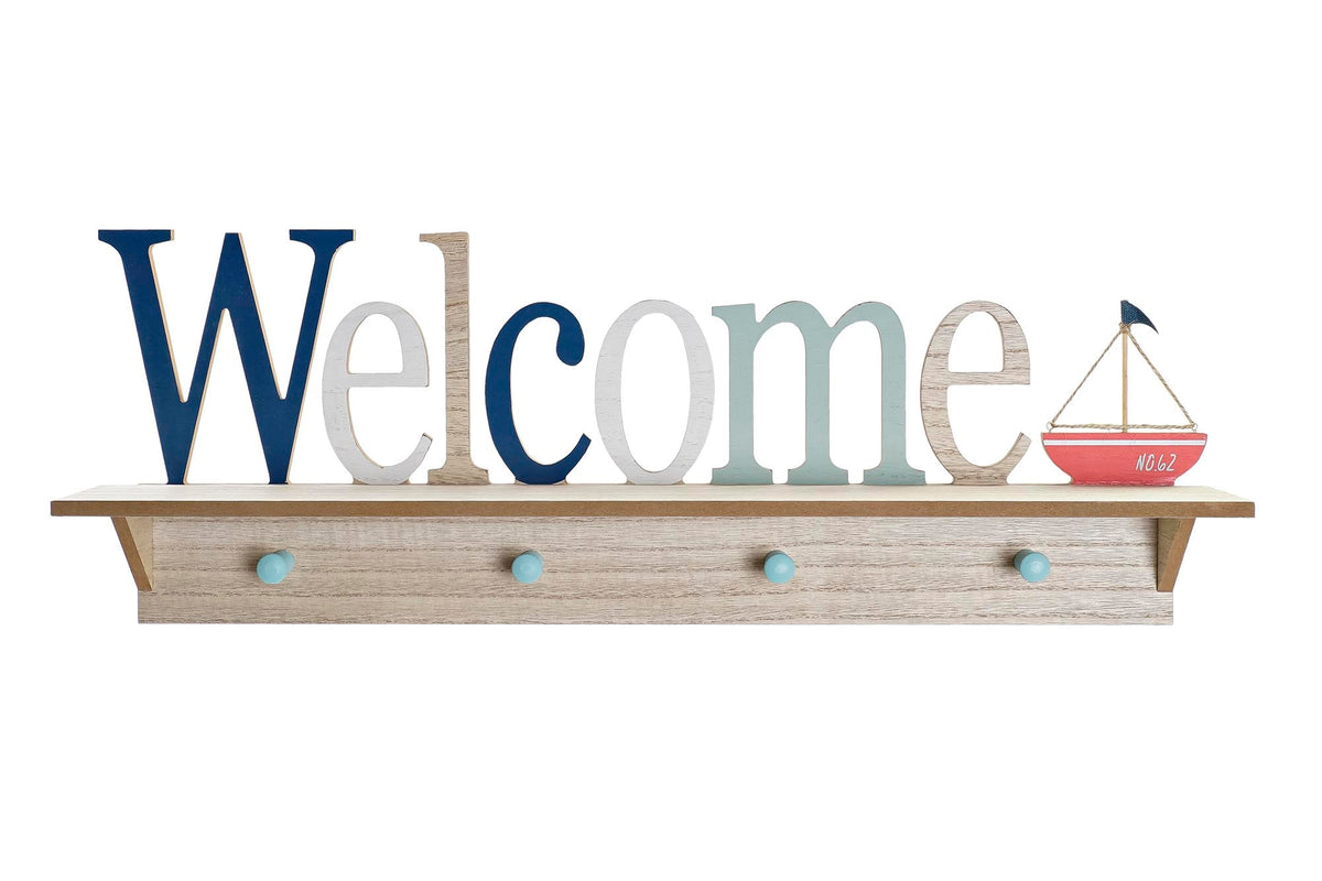 Perchero de Pared Welcome - #pino_y_jacaranda#