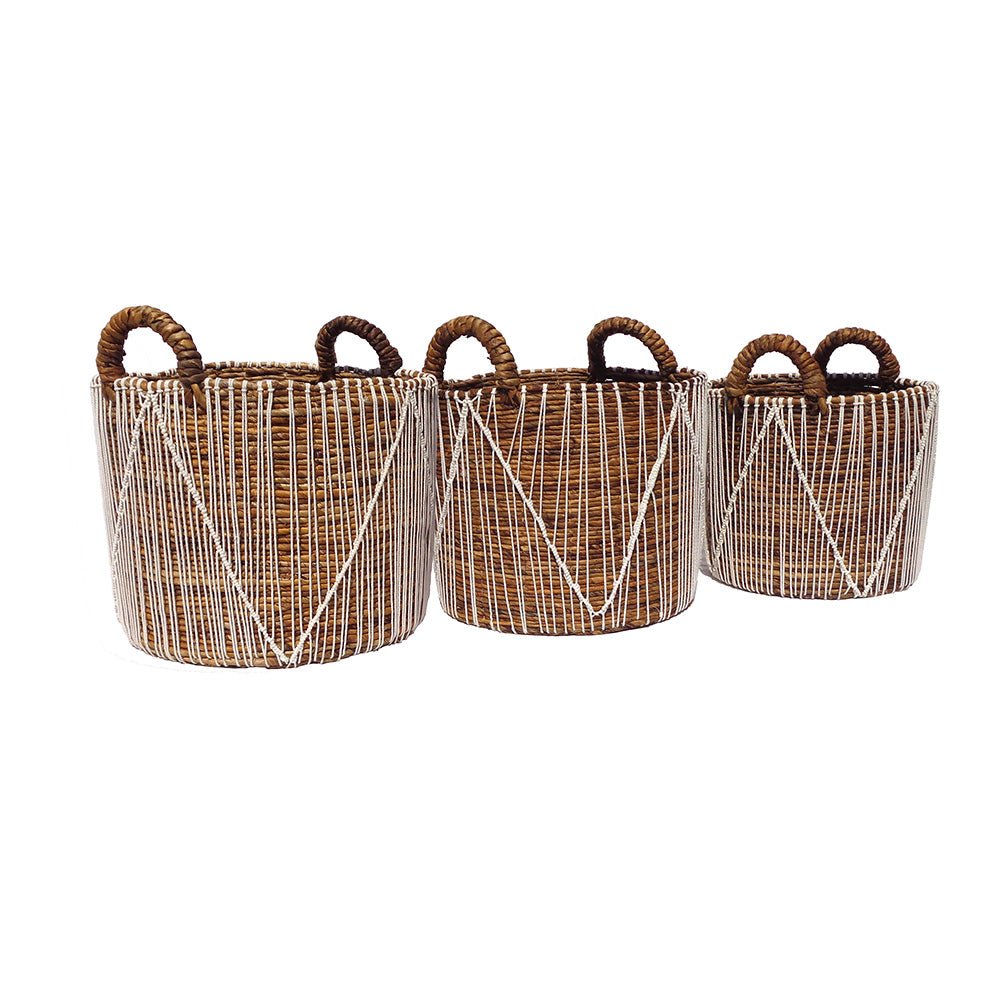 Set de 3 Cestos de Banano y Macramé - #pino_y_jacaranda#