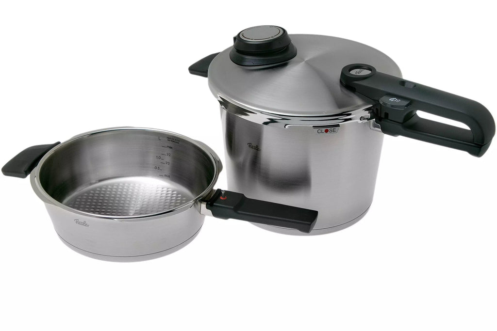 Set de Ollas a Presión Fissler Vitavit® Premium 6,5L + 2,5L Cestillo + Trípode - #pino_y_jacaranda#