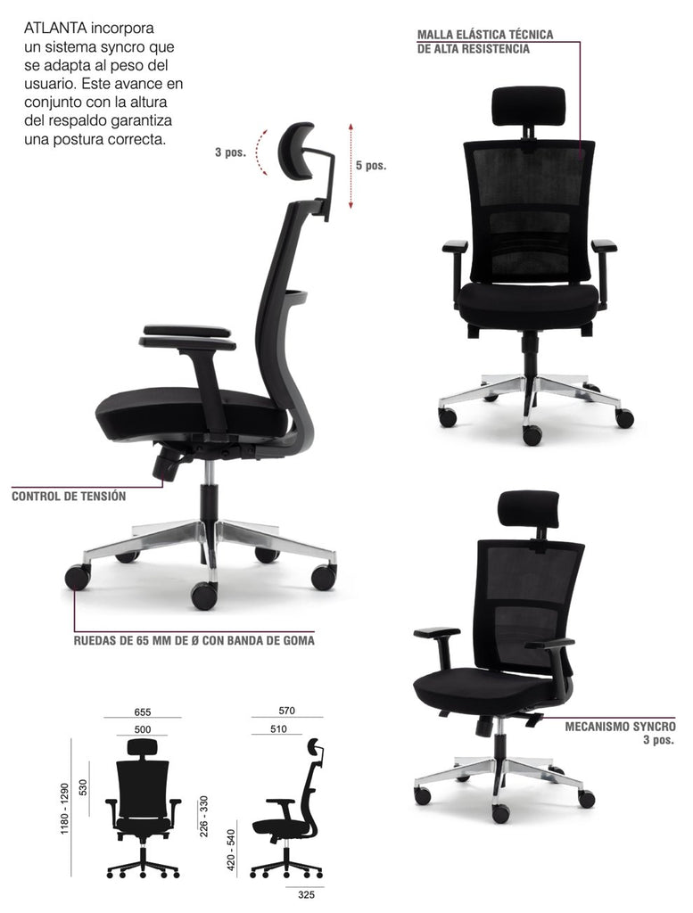 Sillón de Dirección Euromof Atlanta - #pino_y_jacaranda#