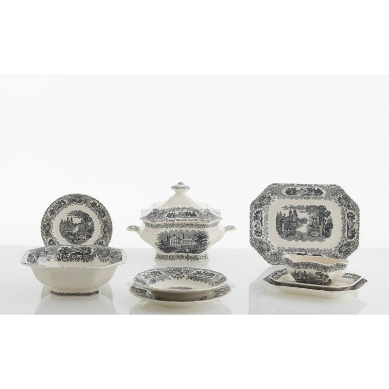 Vajilla La Cartuja de Sevilla Colección Negro Vistas 42 Piezas - #pino_y_jacaranda#