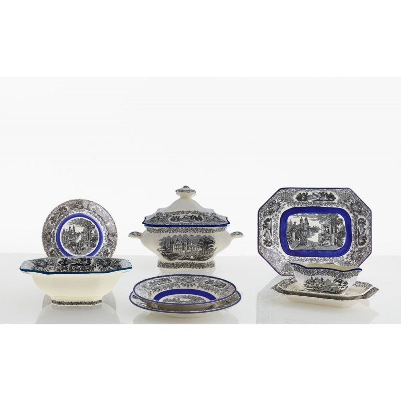 Vajilla La Cartuja de Sevilla Colección Negro Vistas Blue by Aaron Stewart 42 Piezas - #pino_y_jacaranda#
