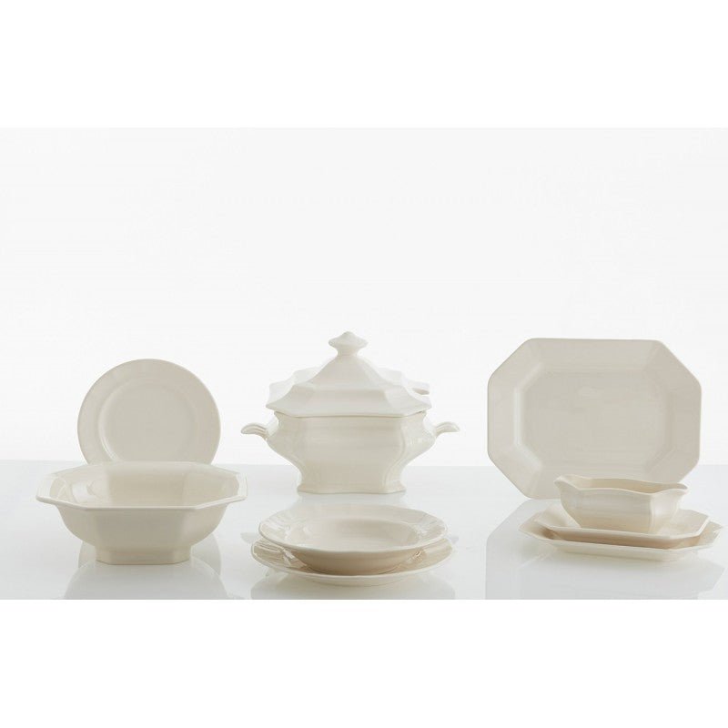 Vajilla La Cartuja de Sevilla Colección Ochavada Blanca 42 Piezas - #pino_y_jacaranda#