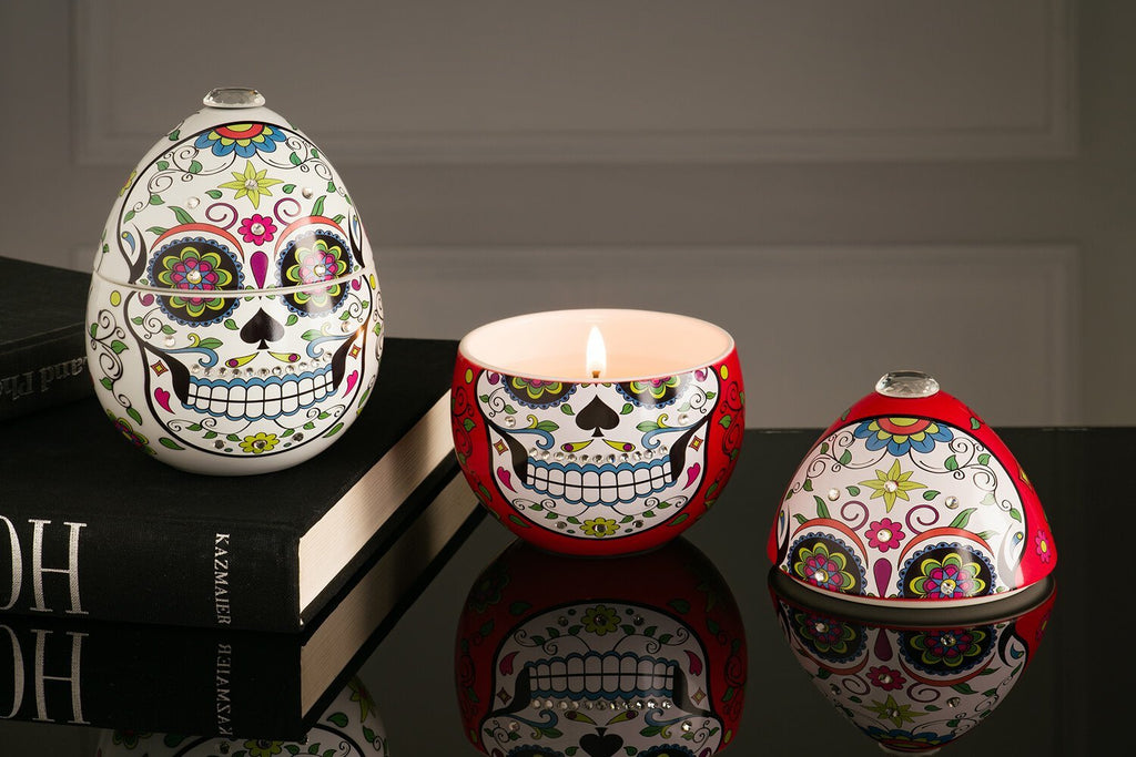 Vela Ladenac Huevo Cerámica Skull Rojo - #pino_y_jacaranda#